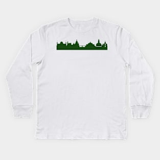 DRESDEN skyline in forest green Kids Long Sleeve T-Shirt